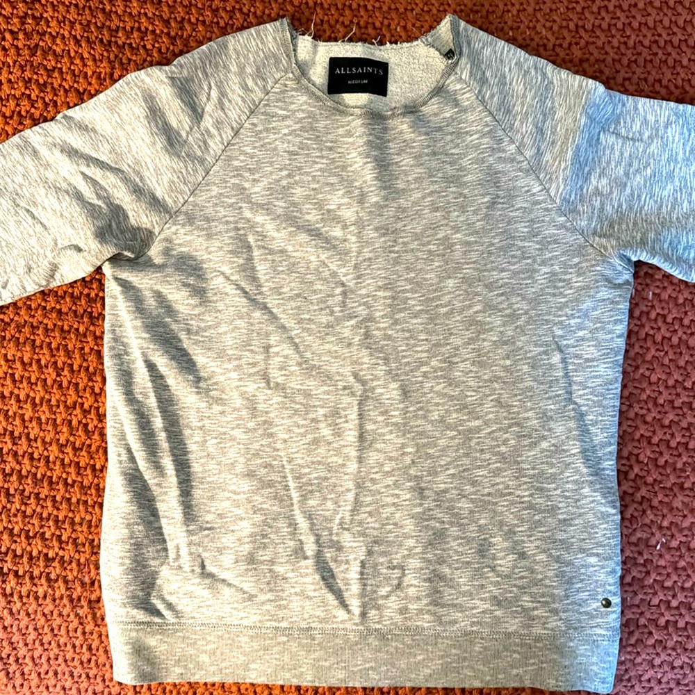 AllSaints short sleeve light grey relaxed fit sweatshirt. Medium